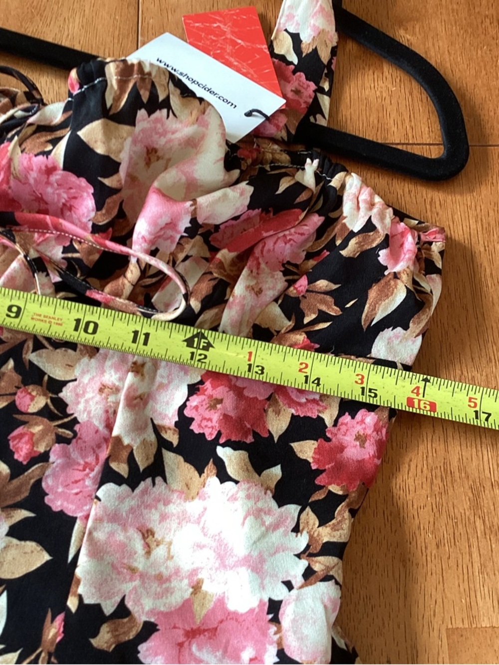 Cider Black Mini Dress with Pink Floral Print - NWT! - Size M - Picture 8 of 9